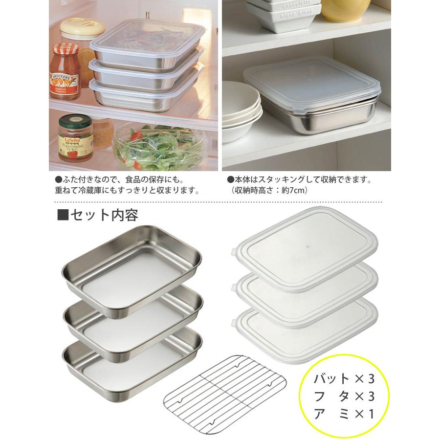 オークス（AUX） キッチンバット 大 3枚セット 蓋付き アミ付き