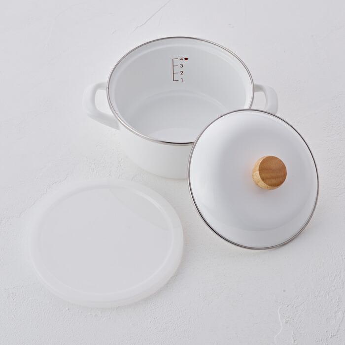 富士ホーロー ミニキャセロール 15cm ポリ蓋付き C-15W IH対応 目安