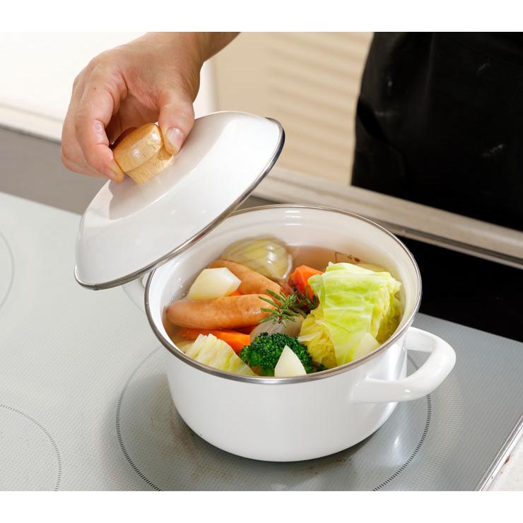 富士ホーロー ミニキャセロール 15cm ポリ蓋付き C-15W IH対応 目安