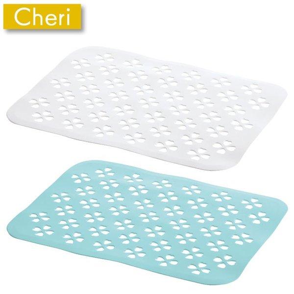 Cheri シェリー ゴム製シンクマット クローバー柄 ホワイト ミントブルー 16964-3 16965-0 リッチェル Richell　キッチン用品 | リッチェル