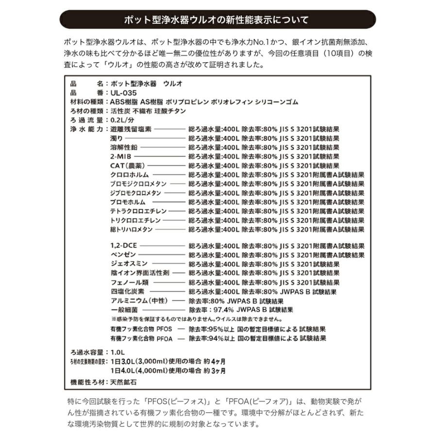 ウルオ ポット型浄水器 カートリッジ1本付 UL-035 Etec ULeAU ウルオ ポット型浄水器 カートリッジ1本付 UL-035 Etec ULeAU