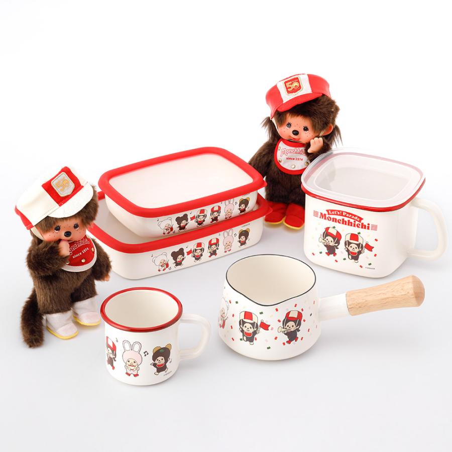 富士ホーロー モンチッチ 浅型角容器 Mサイズ レッツ！パレード