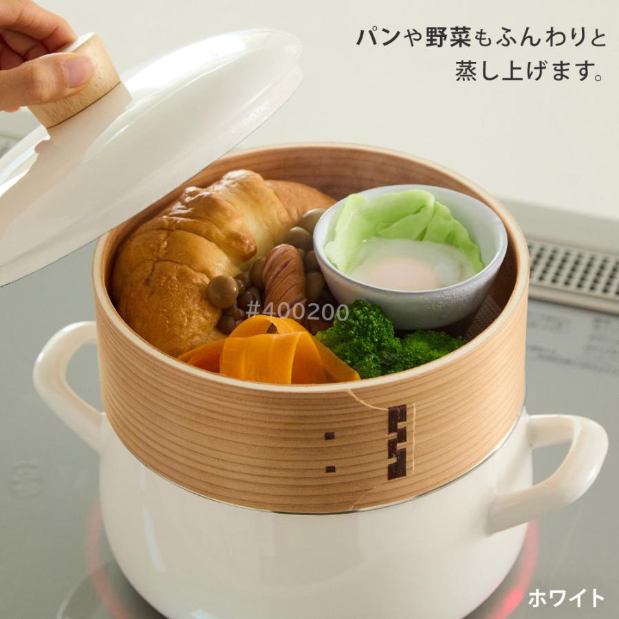 富士ホーロー レビュー特典 せいろ付きホーロー鍋 20cm ガス火 IH対応