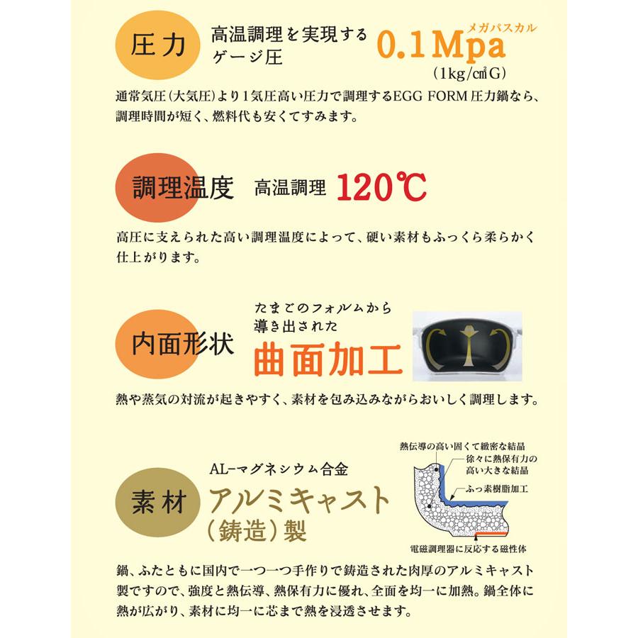 北陸アルミニウム EGG FORM エッグフォルム 圧力鍋 3L IH対応 304030