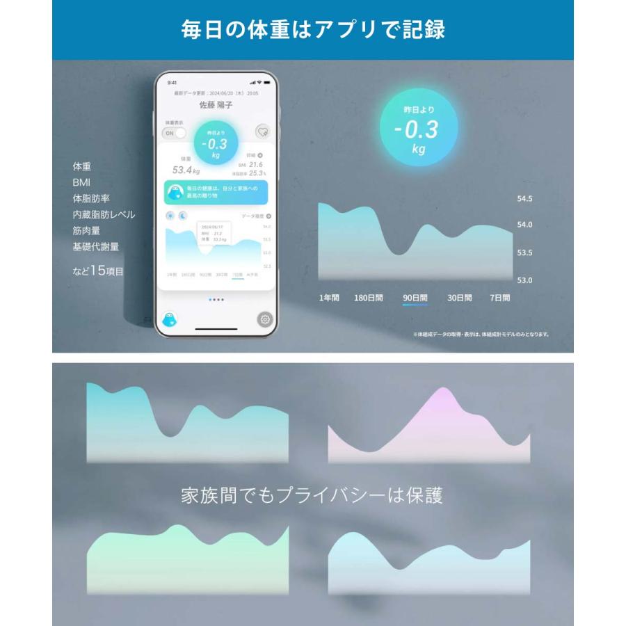 スマートバスマット 体組成計モデル 体重計 充電式 グレー issin
