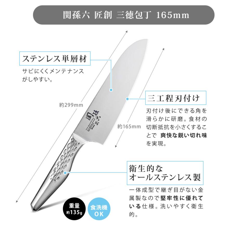 関孫六 匠創 三徳包丁 165mm シャープナー シートまな板 セット 貝印
