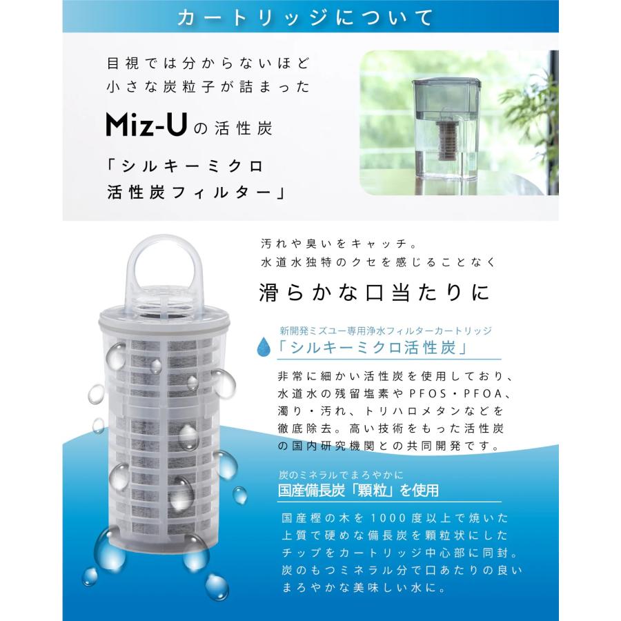 ポット型浄水器 Miz-U ミズユー フィルターカートリッジ1本付き ろ過