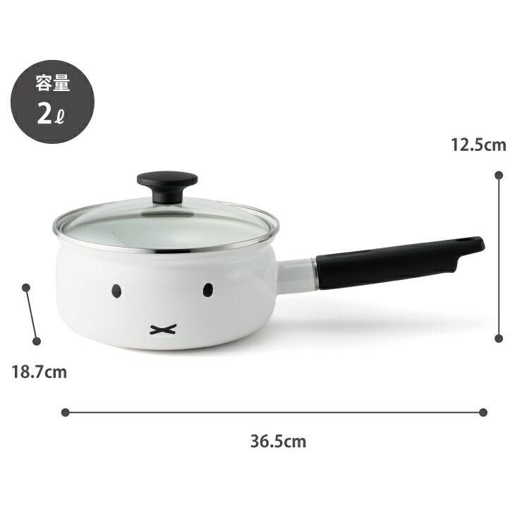 富士ホーロー ミッフィーフェイス 18cm 片手鍋 MFF-18S ガラス蓋付き