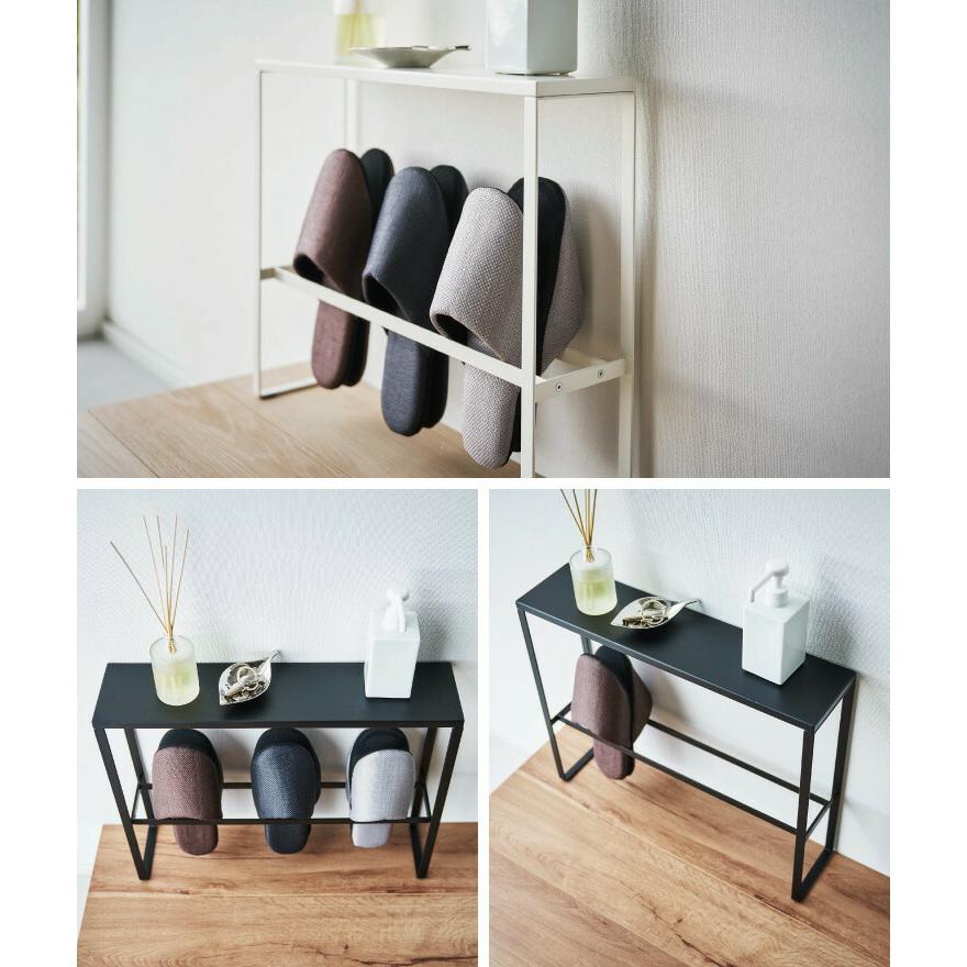 山崎実業 スマート 天板付きスリッパラック ホワイト 5756 ブラック