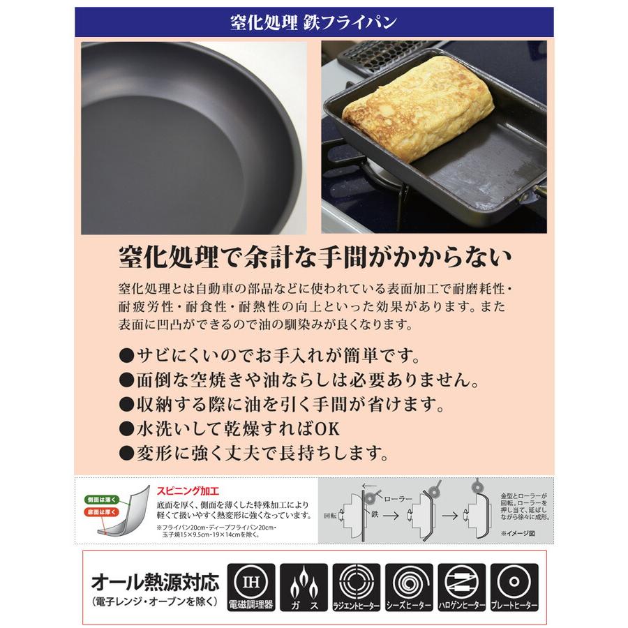 鉄匠 フライパン 20cm IH対応 TSO-F20　ウルシヤマ金属工業　直火 窒化鉄 鉄製 送料無料 | ウルシヤマ金属工業 | 02