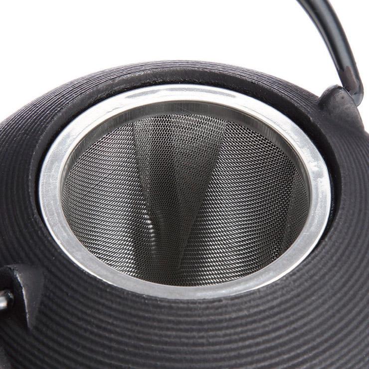 鋳鉄 花模様 鉄瓶 ステンレス茶こし付き cooking-clocca_wc-aika-hinomaru-bk