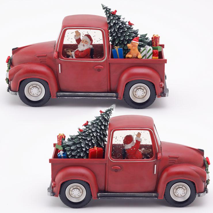 クリスマスウォーターグローブ Santa in car オルゴール スノードーム