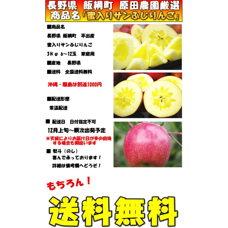 りんご 蜜入り サンふじ 3kg 6〜12玉 口コミ2000件 噂の 長野 信州