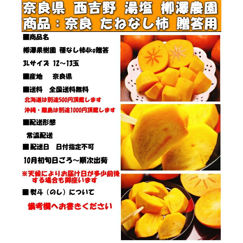 ゴジラ❣️甘くてジューシーな種なし柿❣️ご家庭用 柿 種なし柿 3L 12〜13玉 約4kg 贈答用 奈良 西吉野 柳澤果樹園 口コミ