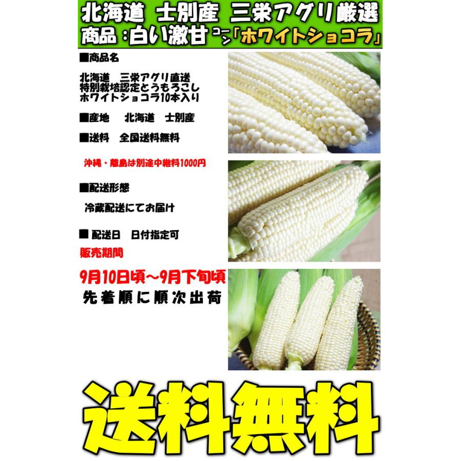 出荷中】 とうもろこし 北海道 白 ホワイトショコラ 10本入メロンより