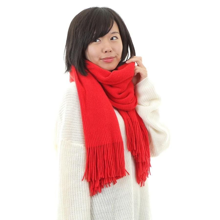 日本製（群馬県桐生市製）ふんわりふわふわ 大判起毛ストール（赤