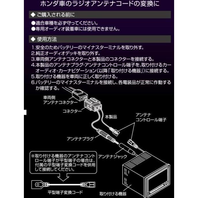 2065 アンテナ変換コード ホンダ スズキ マツダ ラジオアンテナの