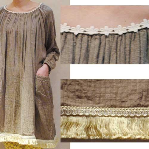 出産祝い フリーサイズ オリジナルリメイクト商品 自然素材のダブルレースワンピース タッセルフリンジ ミドル丈ワンピース ワンピース Www 11thspace Com