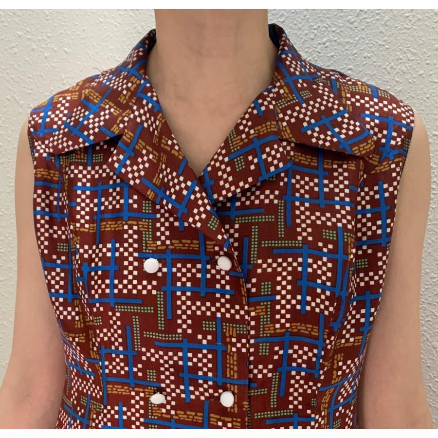 正規品質保証 S Lサイズ アメリカ製古着 1960年代ヴィンテージ ブラウンにブルー ホワイトの格子 スクエア ミドル丈ワンピース 中古 ワンピース Rbpaver Com Br