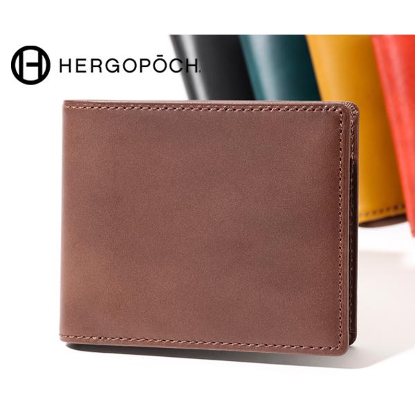 エルゴポック 二つ折り財布/ダークブラウン メンズ ワキシドレザー 06w-wt2 HERGOPOCH