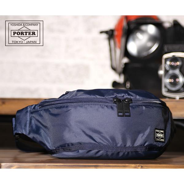 【美品】PORTER フラッシュ ウエストバッグS ネイビー 689-05953 FLASH（PORTER） ポーター フラッシュ ウエストバッグ(S) 689-05953