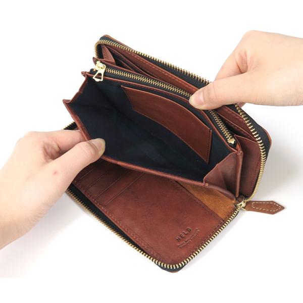 NELD ネルド レザーラウンドファスナー長財布/キャメル メンズ