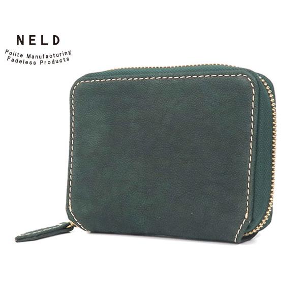 NELD（ネルド） ラウンドミドル財布/グリーン メンズ ラクダレザー