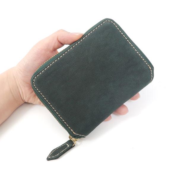 NELD（ネルド） ラウンドミドル財布/グリーン メンズ ラクダレザー