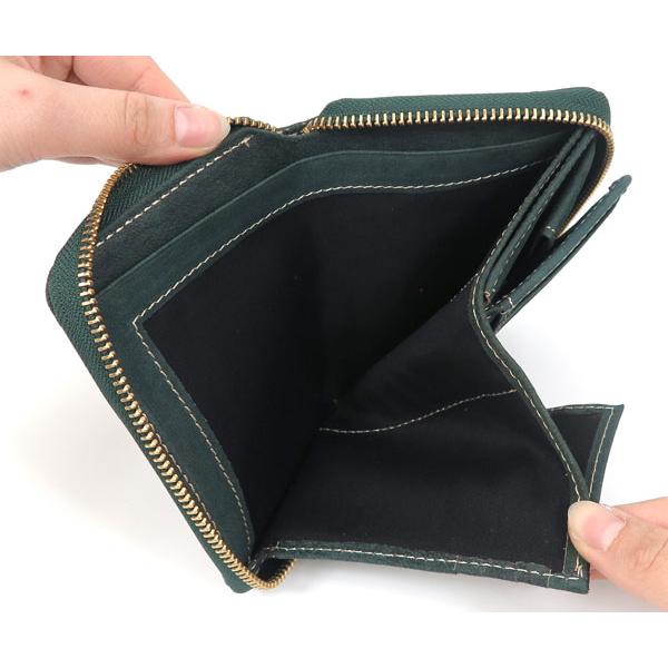 NELD（ネルド） ラウンドミドル財布/グリーン メンズ ラクダレザー