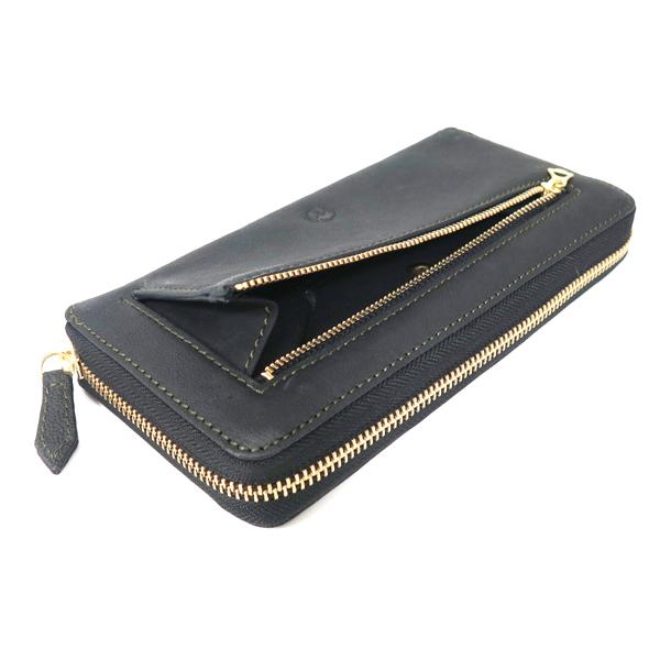 NELD ネルド ラウンド長財布/ブラック メンズ ラクダレザー