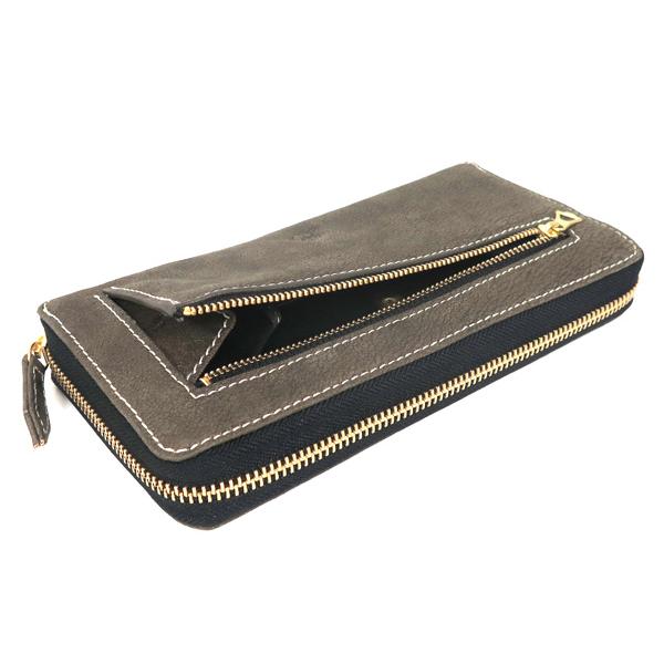 NELD（ネルド） ラウンド長財布/グレー メンズ ラクダレザー an280