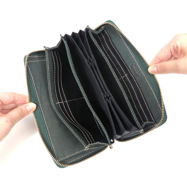 [新品未使用] NELD 財布　レザー　グリーン NELD（ネルド） ラウンド長財布/グリーン メンズ ラクダレザー an280