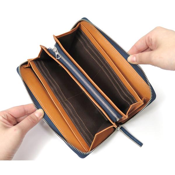 NELD（ネルド） ラウンド長財布/ネイビー [藍染め] メンズ ボタニカル