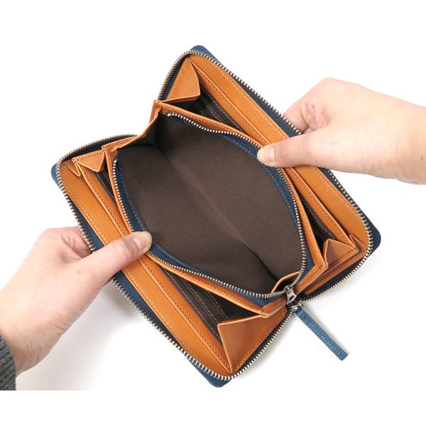 NELD（ネルド） ラウンド長財布/ネイビー [藍染め] メンズ ボタニカル 