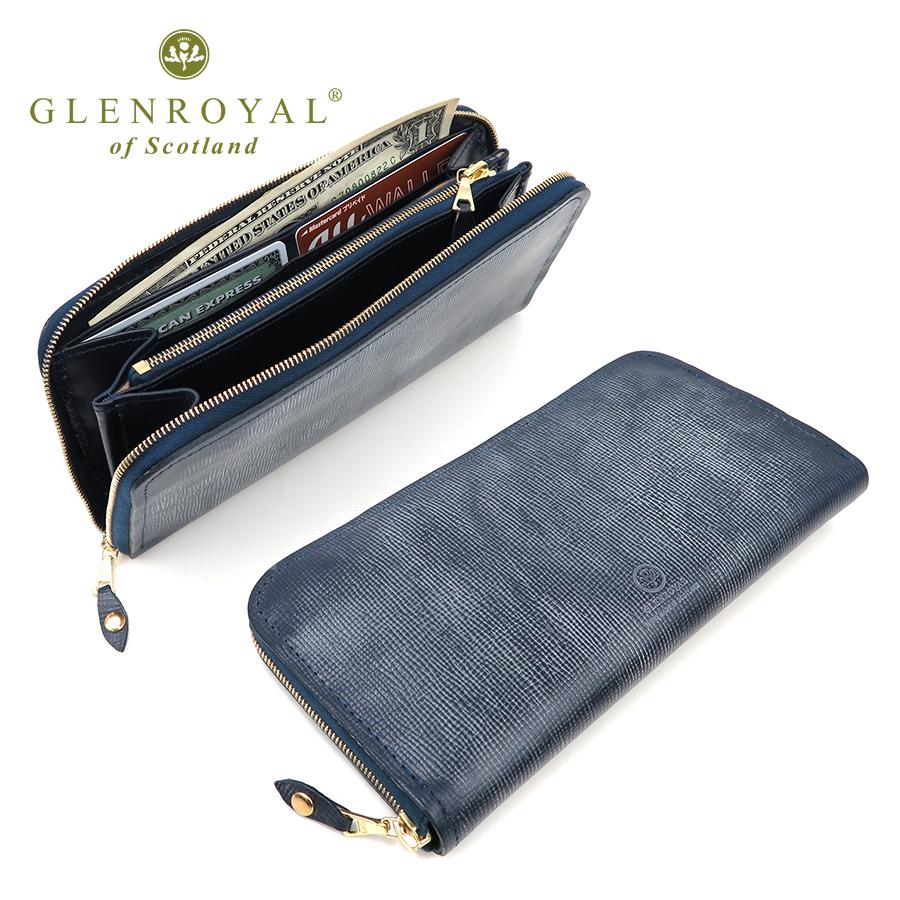 GLENROYAL グレンロイヤル ラウンドファスナーウォレット/ダークブルー  