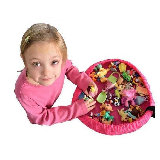 お片付けマット おもちゃ収納袋 おもちゃストレージマット レゴ マット 直径45cm 簡単おかたづけ