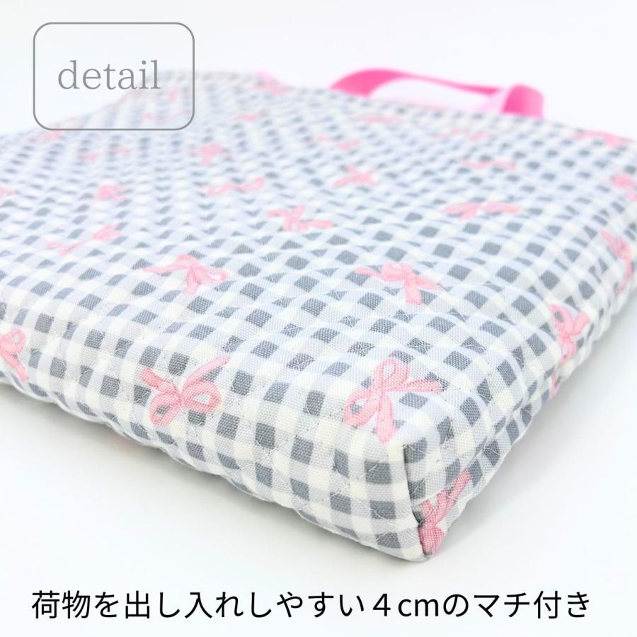 入園 入学 5点セット コリアン風チェック りぼん 女の子 キルティング