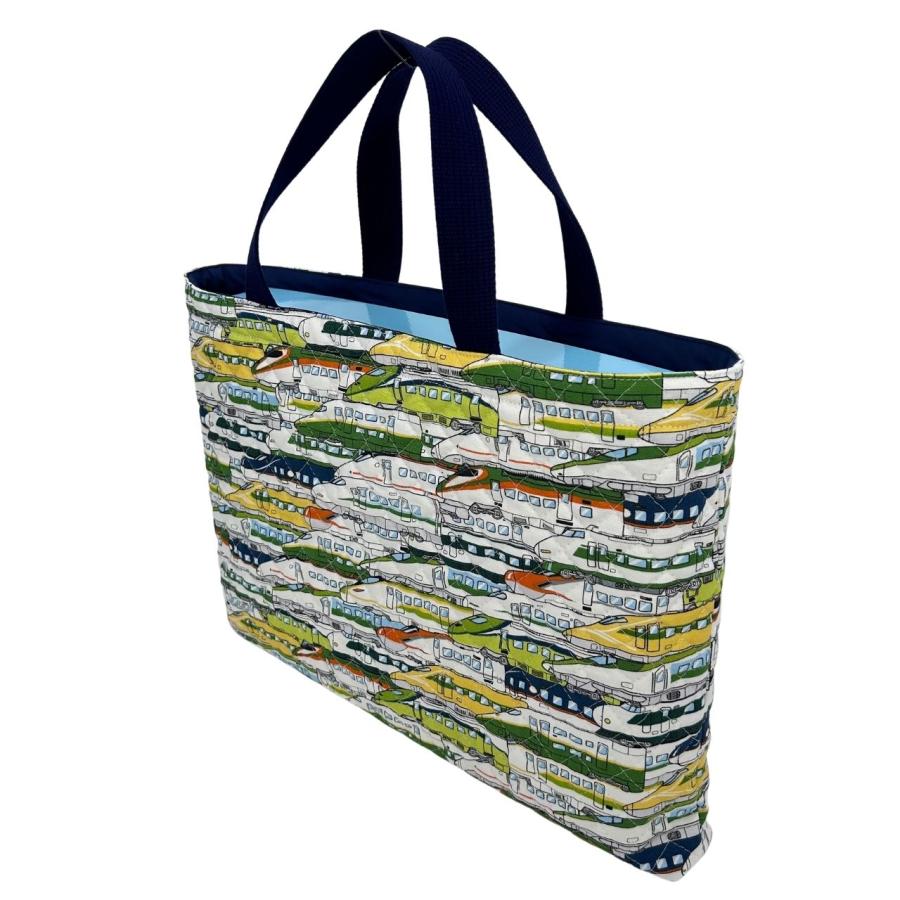 レッスンバッグ 男の子 新幹線 グリーン キルティング A4 B4 保育園