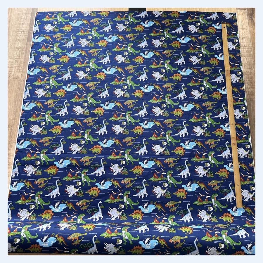 恐竜 生地 オックス コットン 恐竜ワールド ネイビー 入園入学 男の子