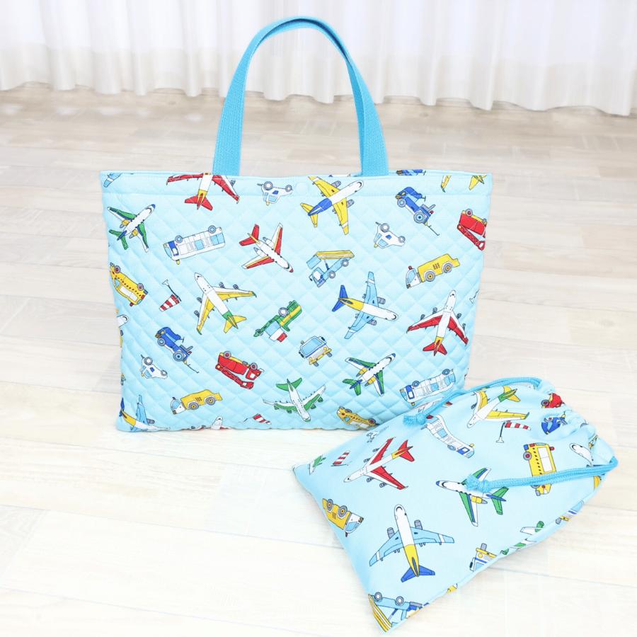 レッスンバッグ 巾着袋 2点セット キルティング 手提げバッグ 男の子