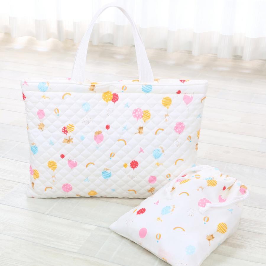 レッスンバッグ 巾着袋 2点セット キルティング 手提げバッグ 男の子