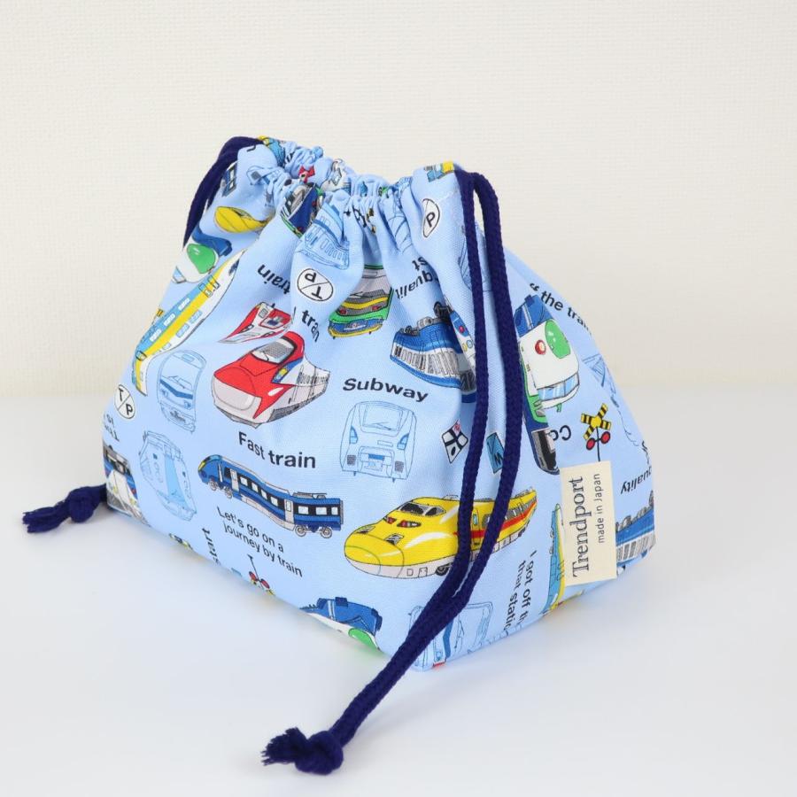 オーダーページ・男の子・絵本袋・お着替え袋・お弁当袋・ランチョンマット・コップ袋 巾着袋 お弁当 いろんな 電車 ライトブルー 男の子 お弁当袋