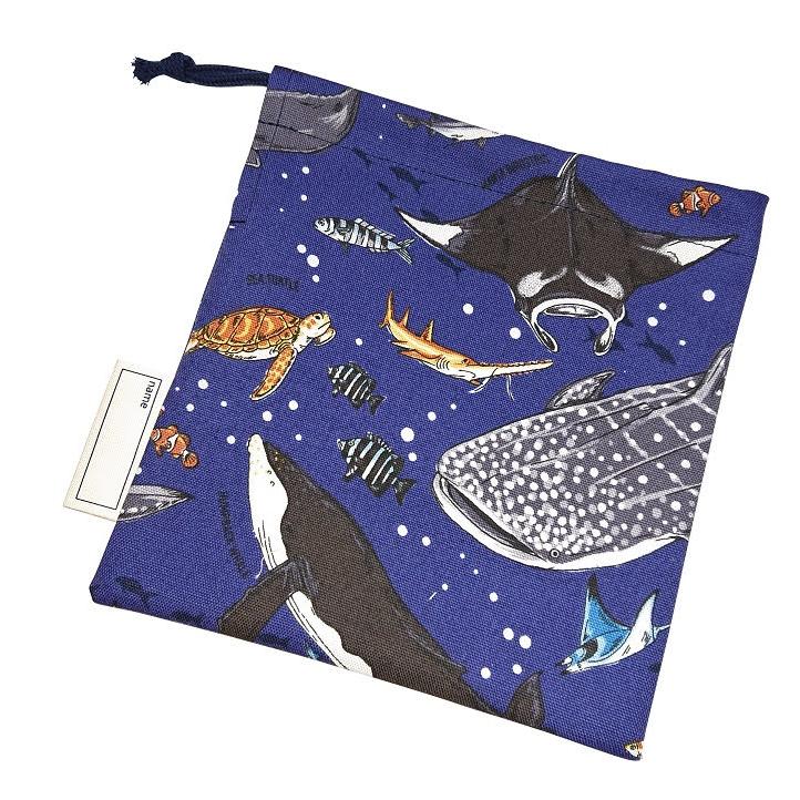 巾着袋 小 シャーク ネイビー ナフキン入れ コップ袋 給食袋 男の子 かっこいい海の生き物柄 コットン シンプル おしゃれ Ps 931 トレンドポート 通販 Yahoo ショッピング