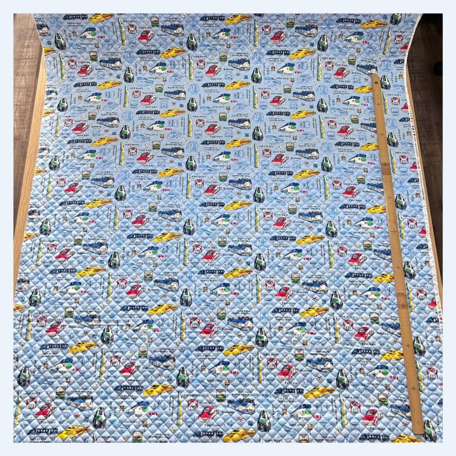 キルティング 生地 電車 ライトブルー 入園入学 バッグ 手作り 男の子