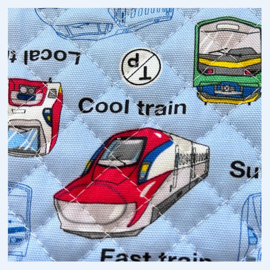 キルティング 生地 電車 ライトブルー 入園入学 バッグ 手作り