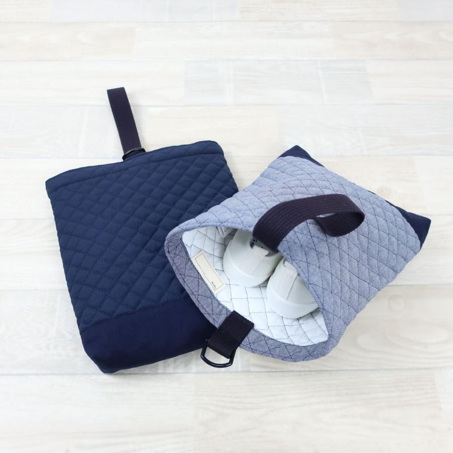 シューズバッグ 上履き入れ 無地 紺色 子供 男の子 女の子