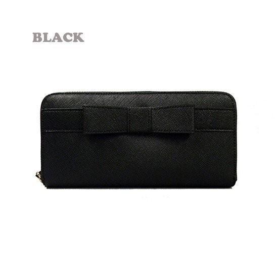 みーちゃん 長財布 リボン ブラック サフィアーノ A563 ラウンド サフィアーノ レザー リボン ウォレット 5カラー 長財布 レディース