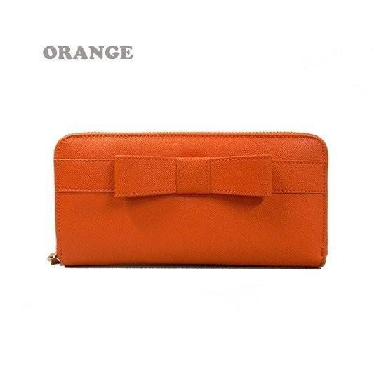 PRADAサフィアーノ リボン付き長財布 オレンジ系 PRADA（プラダ） 【30%OFFセール】プラダ 長財布 ファスナー付き 長