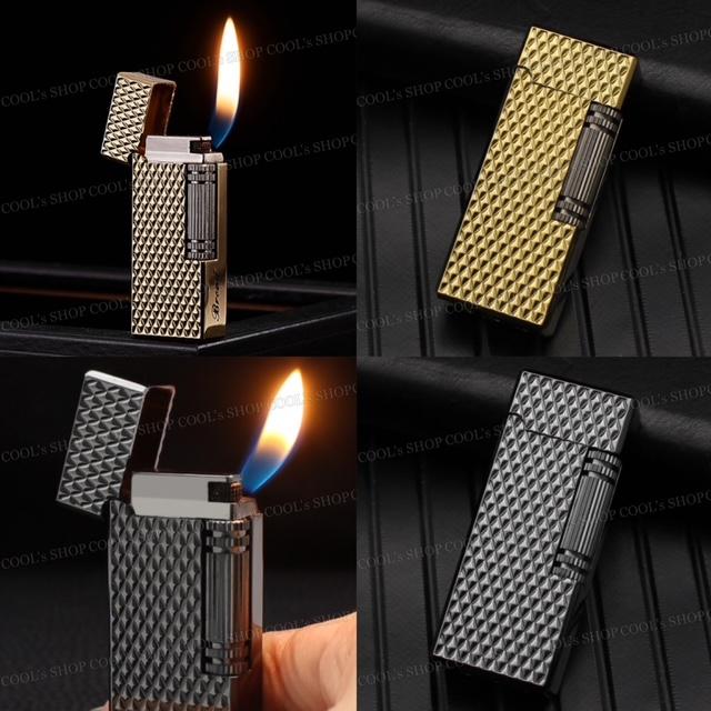 ダイヤカット デザイン スリム ガスライター フリントライター Broad ローラー 横回し 斜め45°着火 送料無料 プレゼント メンズ レディース | 