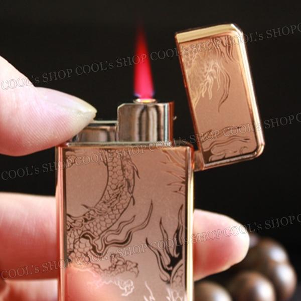 昇り龍 デザイン 赤炎 ターボ ライター スリム シンプル 薄型 軽量 ゴールド 金 和柄 和彫り 龍 竜 ドラゴン かっこいい プレゼント 箱付き 送料無料 |  | 08